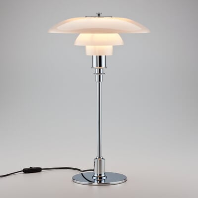 Louis Poulsen Tischleuchte Opalglas PH 3/2, Verchromt