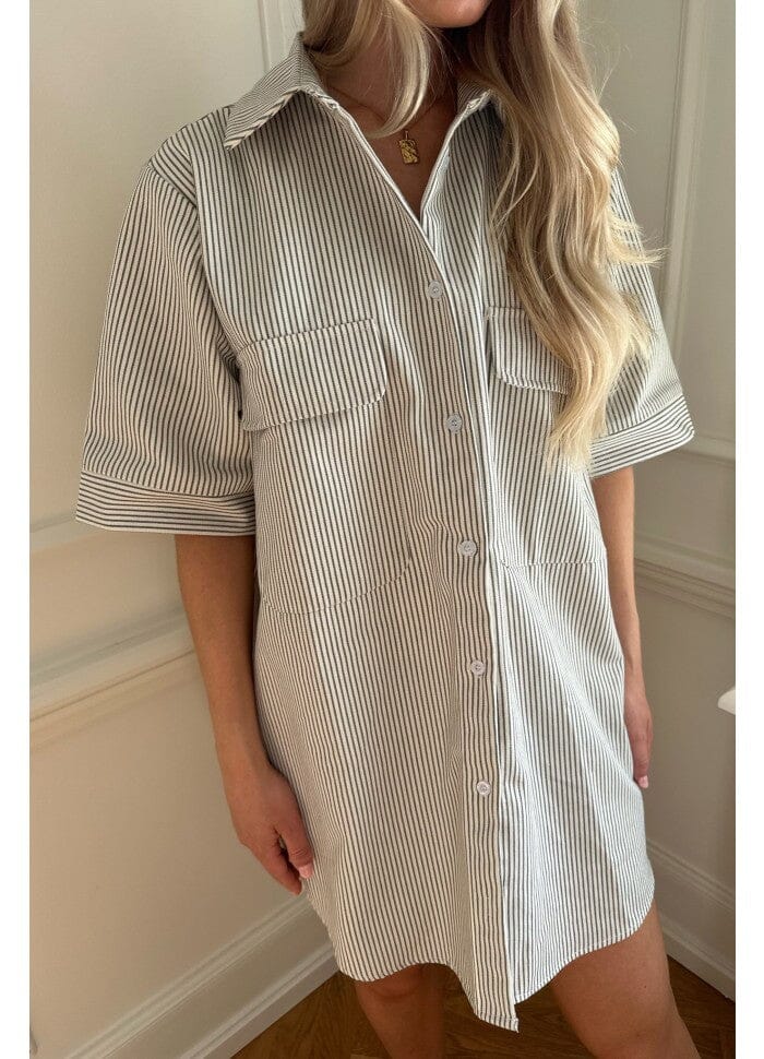 BYIC Selda Shirt Dress dark beige woven stripe