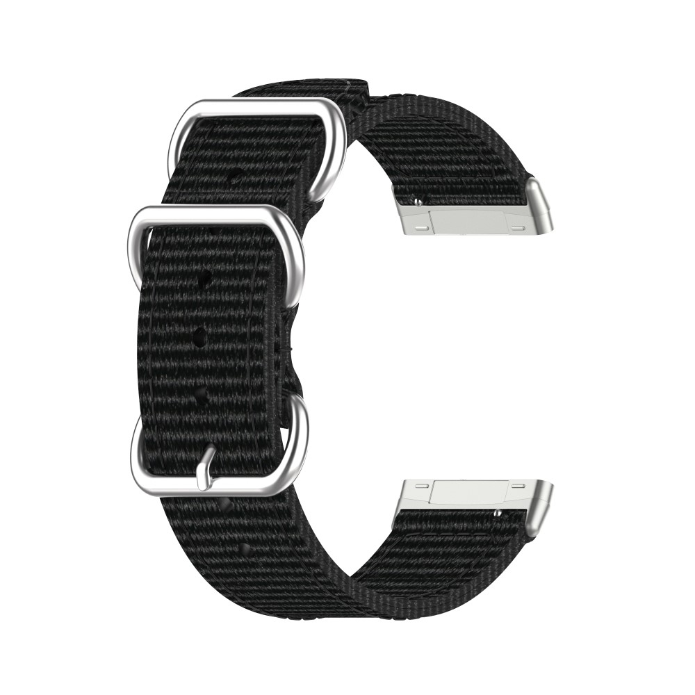 Fitbit Versa 3 / Sense Canvas Stoff Armband mit Dornschliesse (Gelenkumfang 165-215mm) - Schwarz