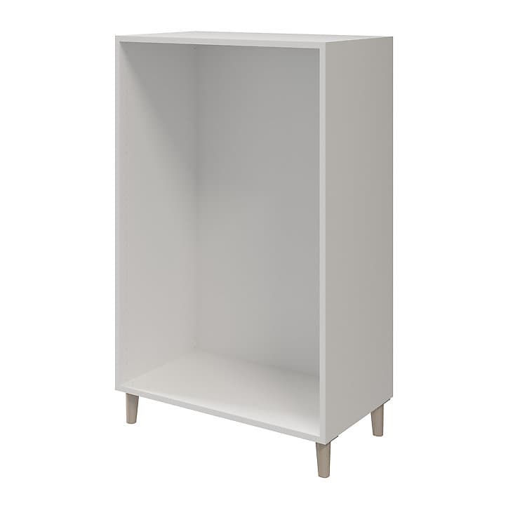 Commode sur pieds blanche et effet chêne 6 tiroirs GoodHome Atomia H. 123,5 x L. 75 x P. 47 cm