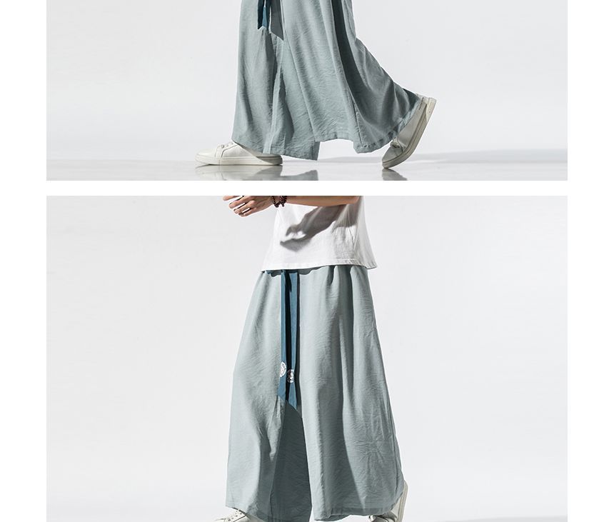 Lefitt - Broek met wijde pijpen en strikbandjes
