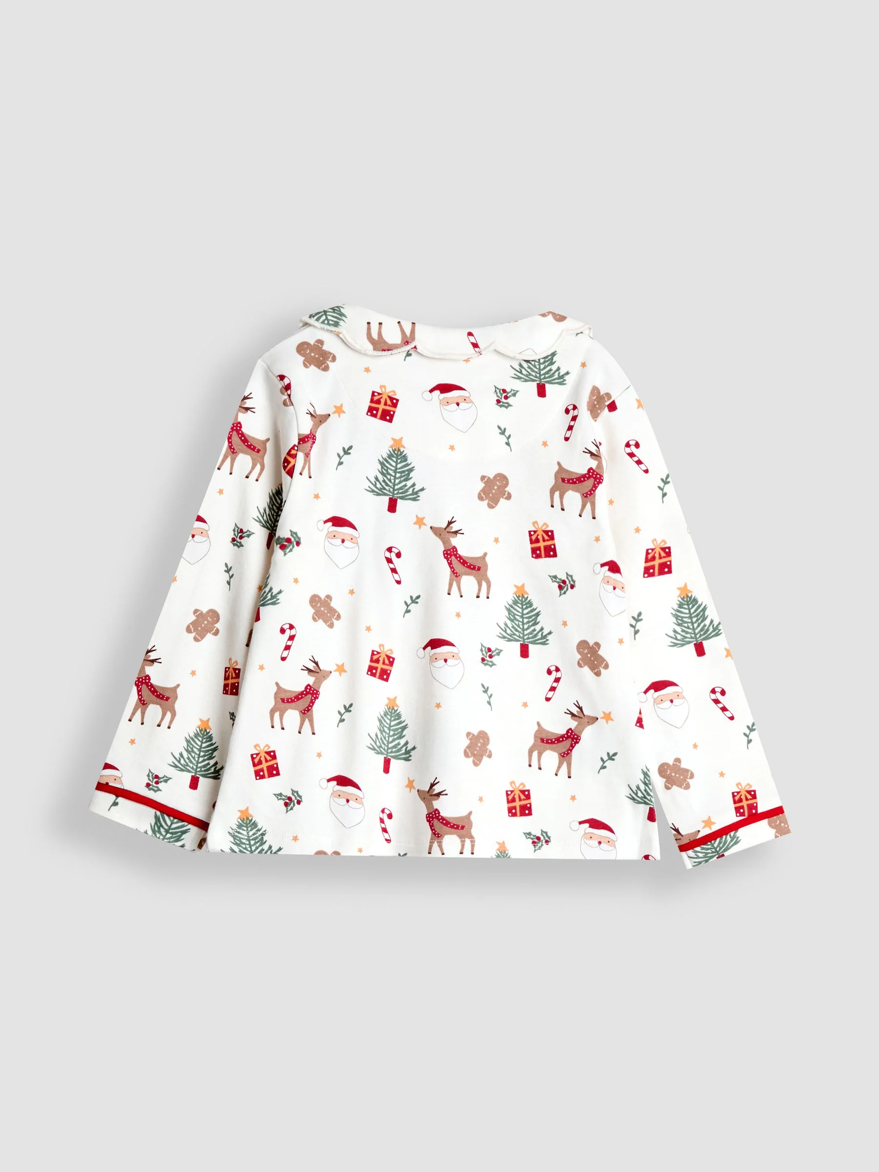 JoJo Maman Bébé Kerstmis Print Jersey Pyjama's met Mooie Kraag