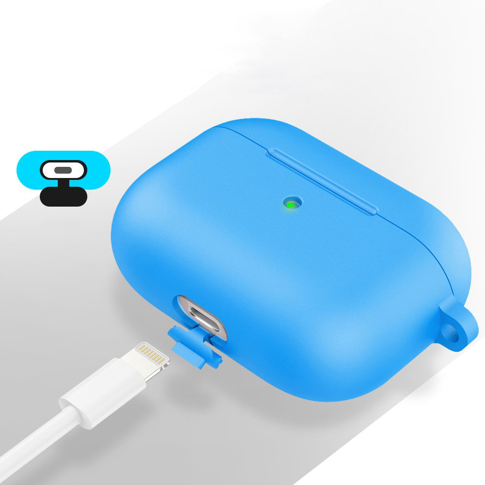 AirPods (3. Generation) Silikon Schutzhülle Abdeckung mit Karabinerhaken - Blau