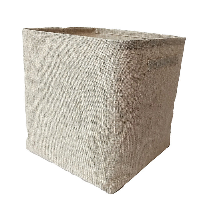 Panier de rangement cube 31 cm uni beige Ornami