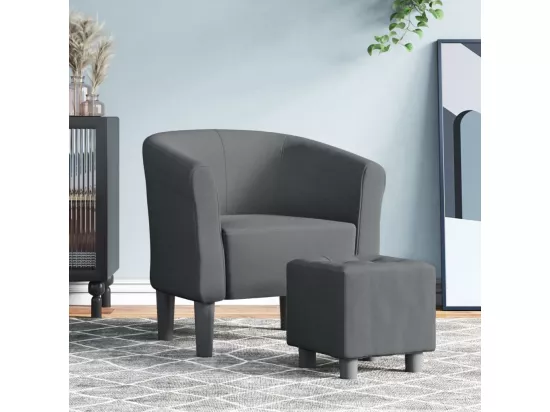 Chaise cabriolet avec repose-pied gris foncé tissu