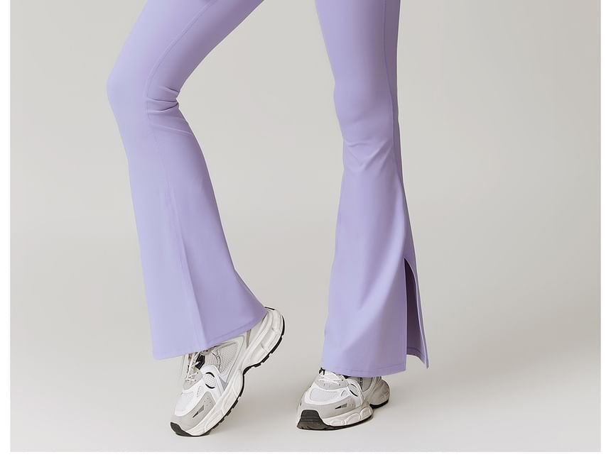 Skinniano - Hoge taille effen gesplitste uitlopende yogabroek