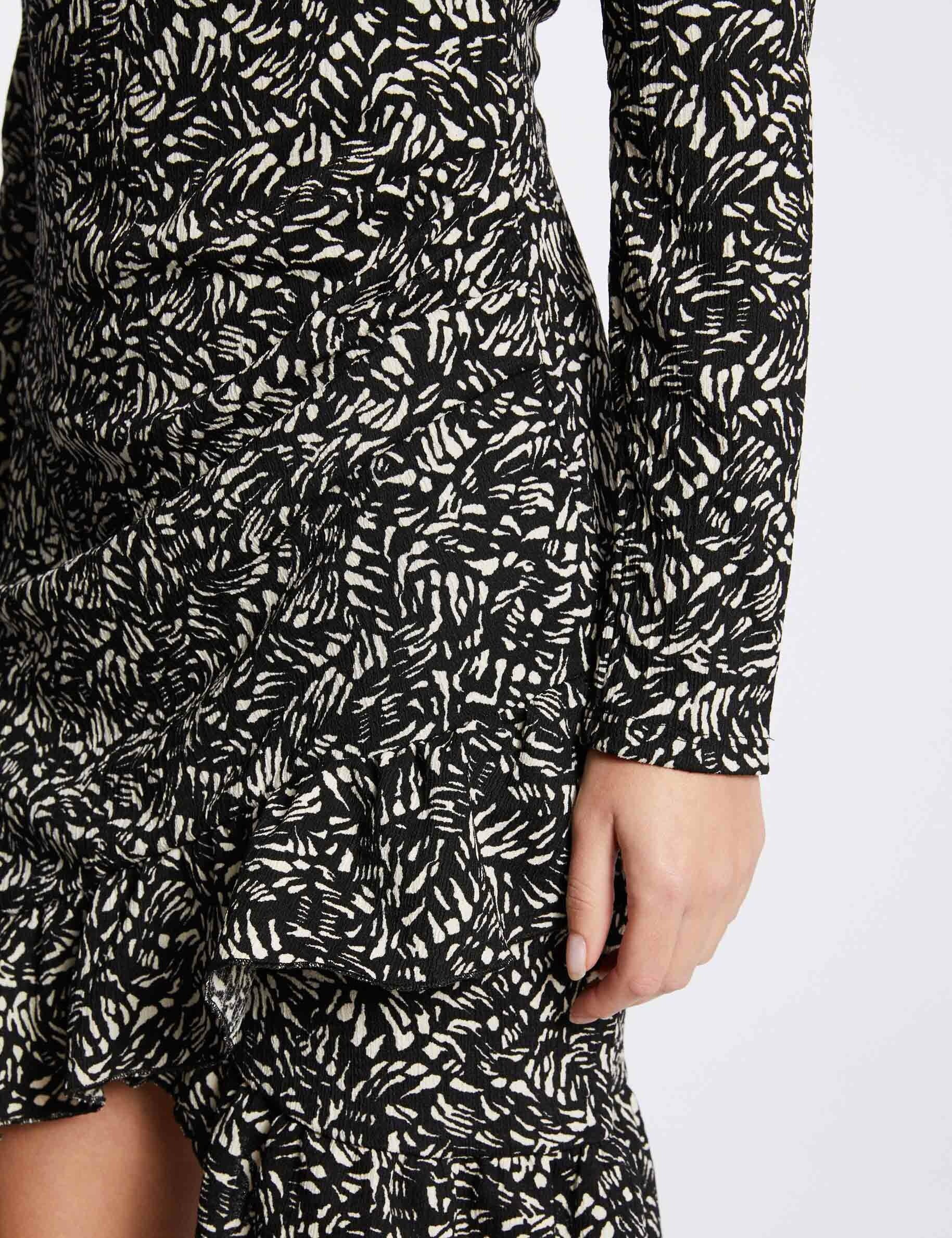 Robe ajustée drapée imprimé abstrait noir femme - noir