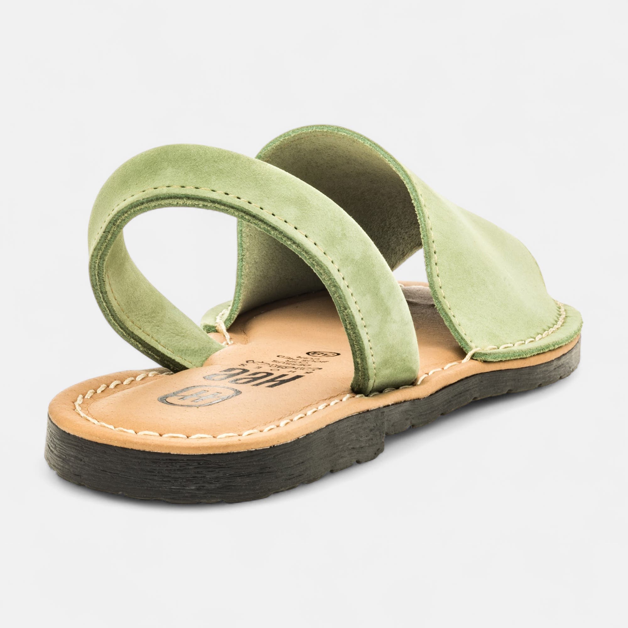 Sandales Femme en cuir vert clair
