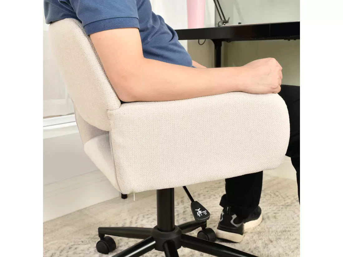 URBAN MEUBLE Chaise de bureau scandinave tissu beige pivotante hauteur réglable et 5 roulettes
