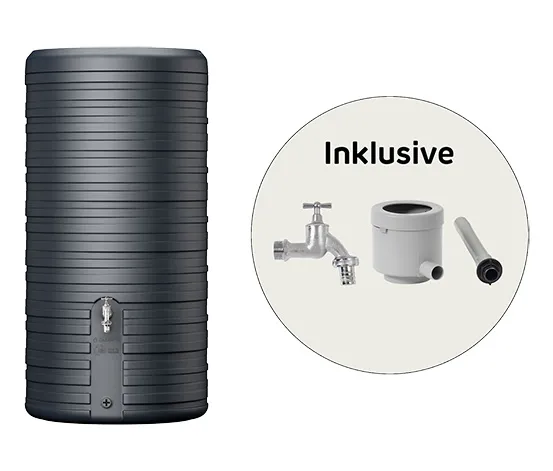 2-in-1-Regentonne-Komplett-Set »Nordic«, ca. 300 l, graphit-grau