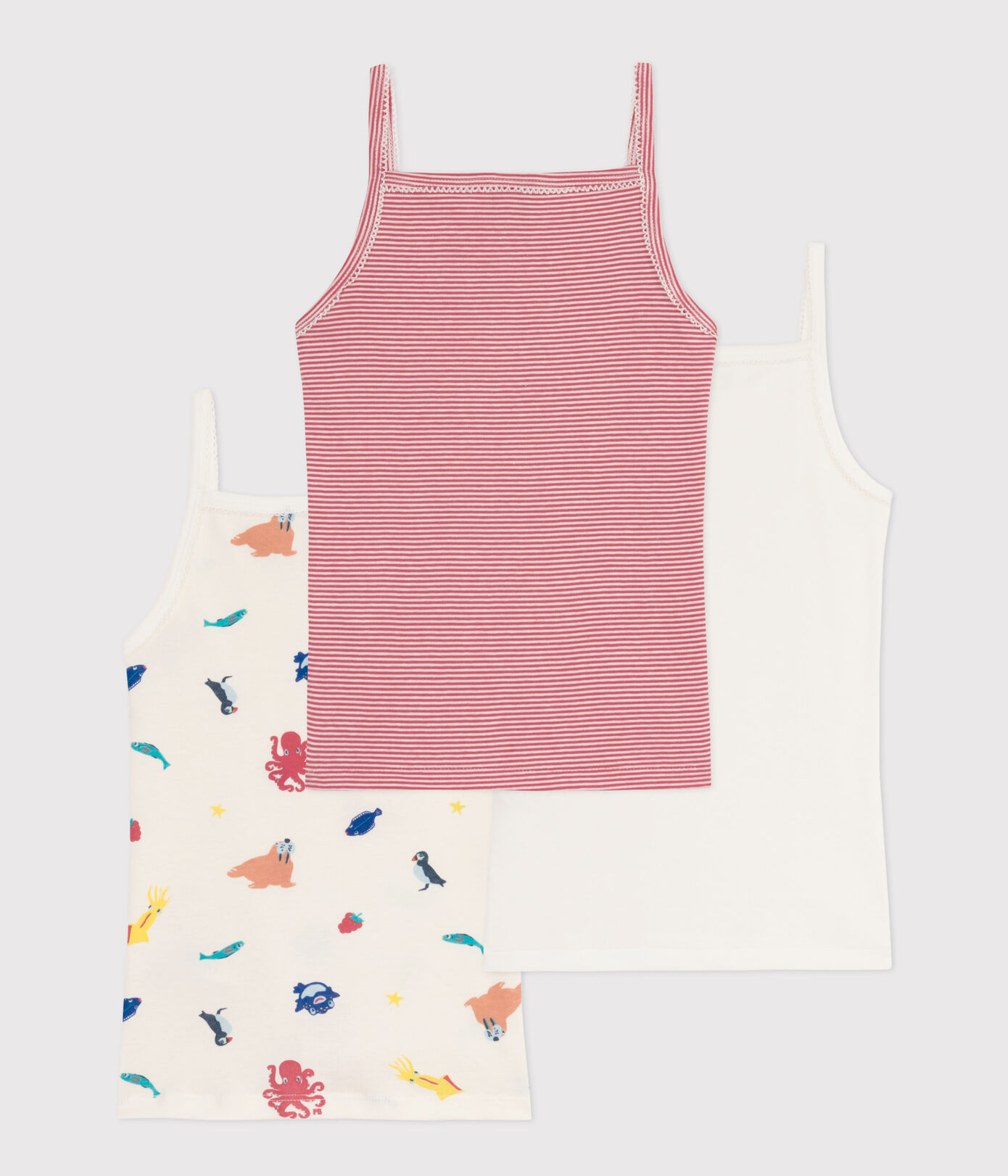 Lot de 3 chemises à bretelles en coton petite fille