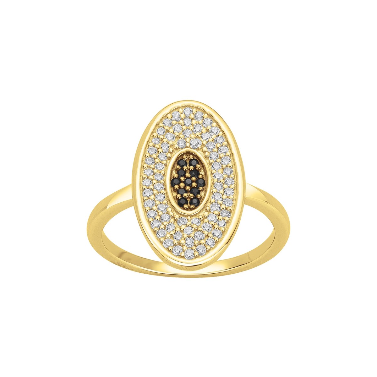 Bague en Plaqué Or avec oxyde de zirconium noir