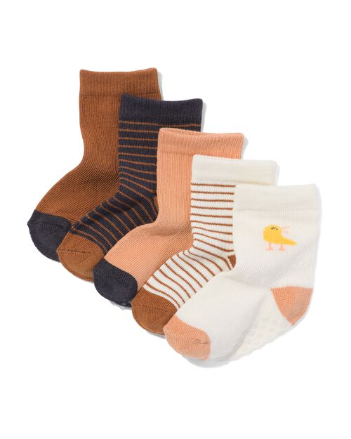 chaussettes bébé en bambou motif oiseau - 5 paires marron