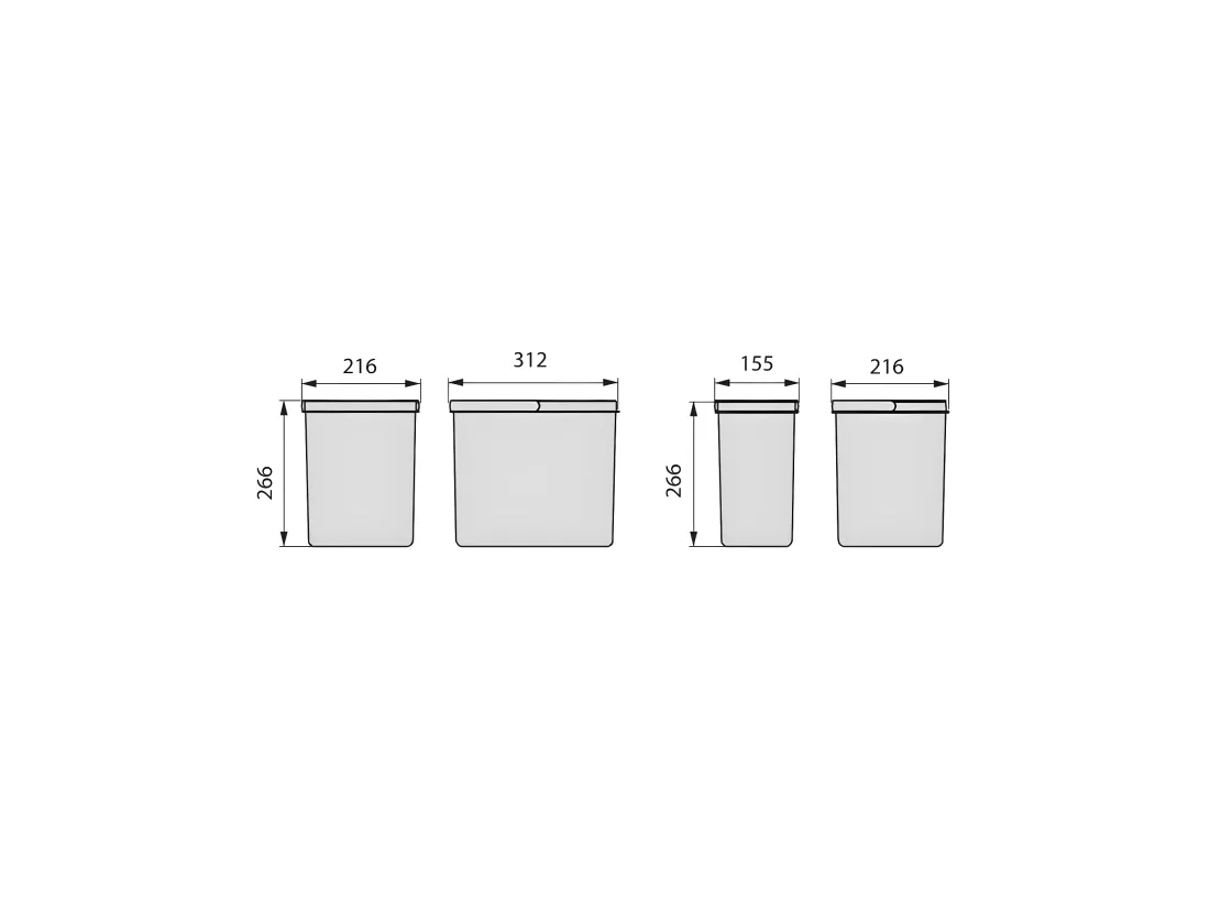 Bacs de tri pour tiroir de cuisine Recycle 2 bacs de 15 litres et 2 bacs de 7 litres