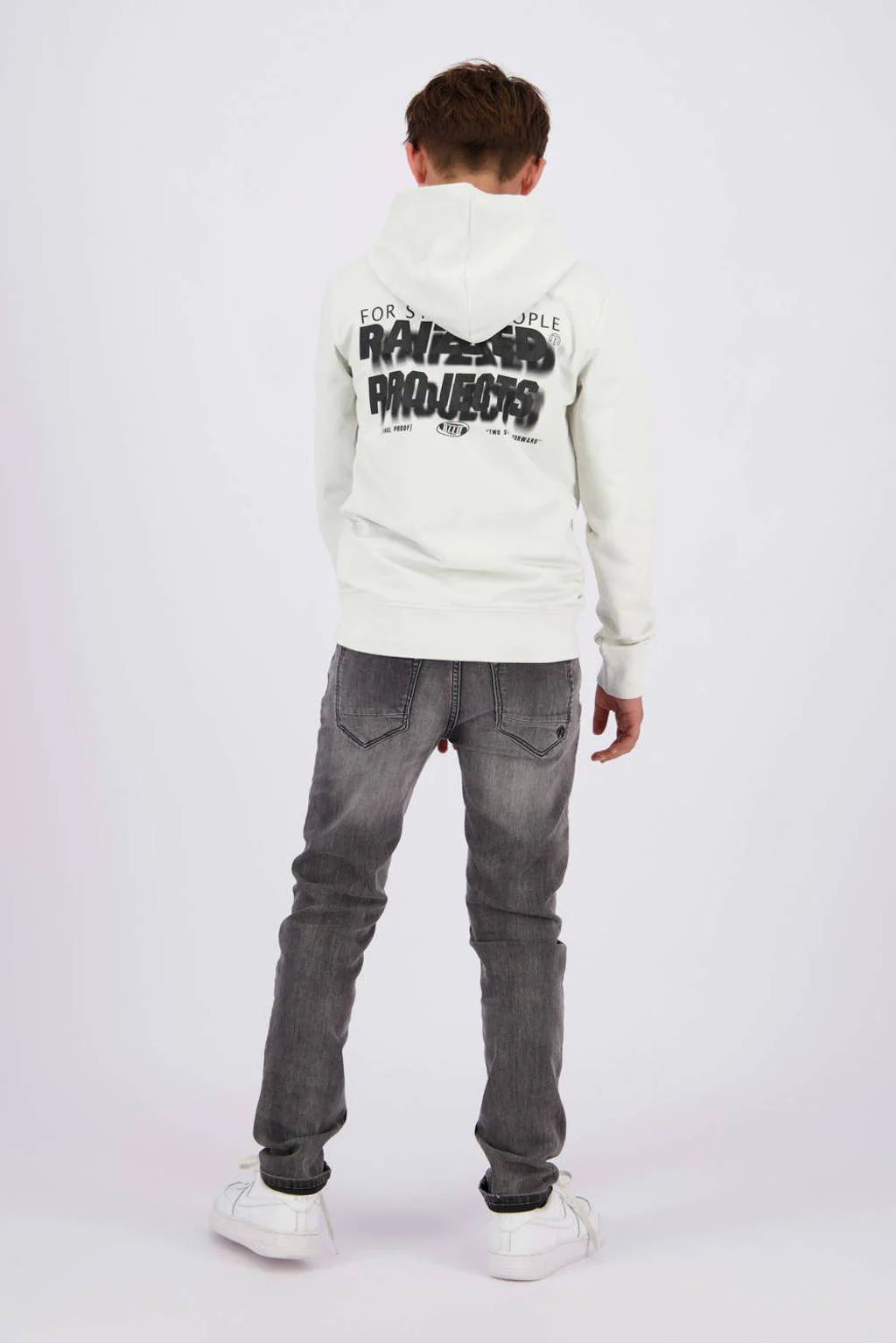 Raizzed hoodie Nezar met backprint greige