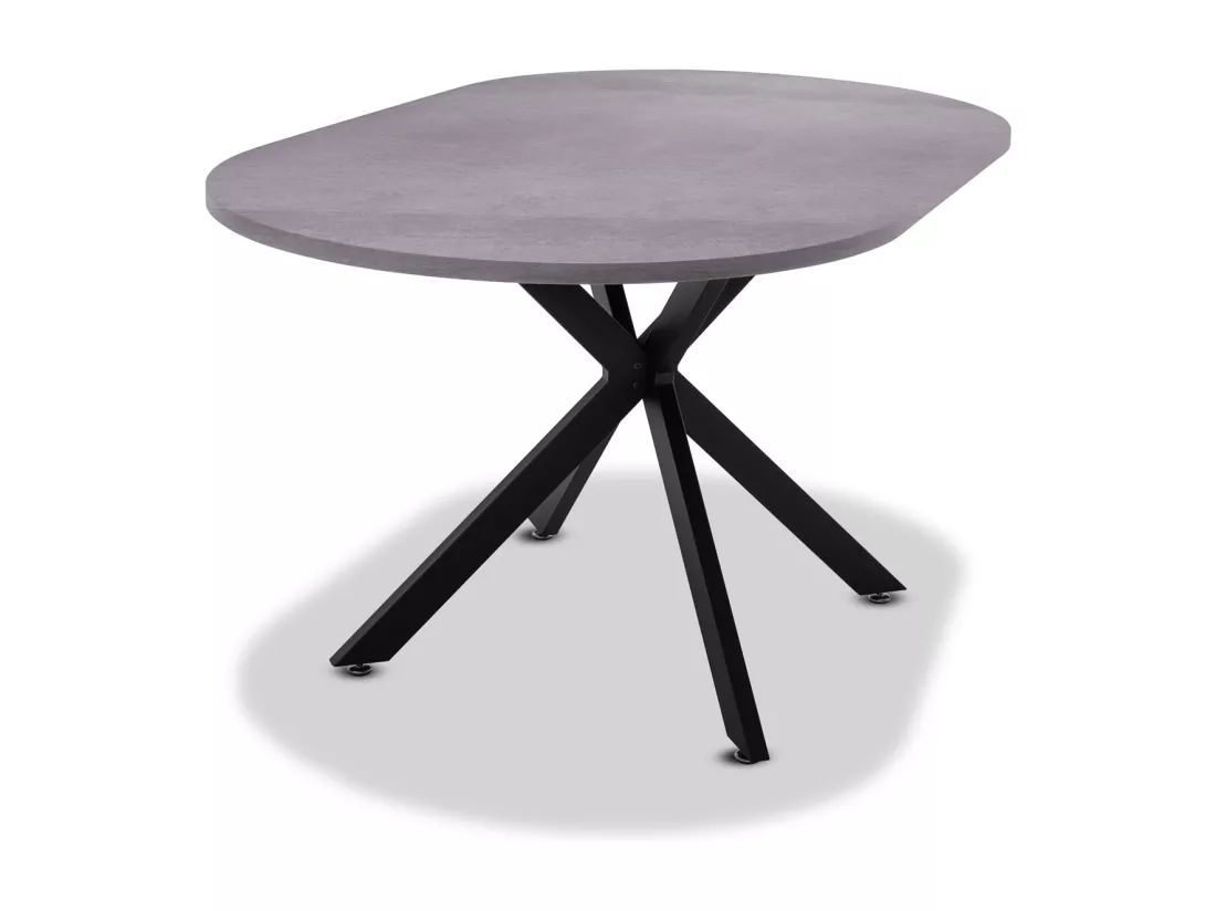 Marui Small - Table à manger ovale en bois et métal avec pied central Kiso 150x90 cm - gris