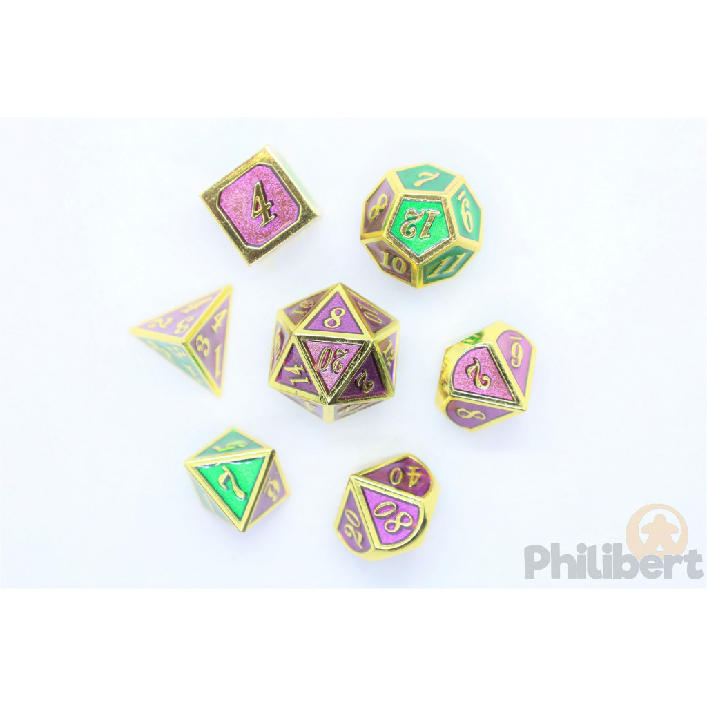 Set de 7 Dés JDR métalliques - Iris