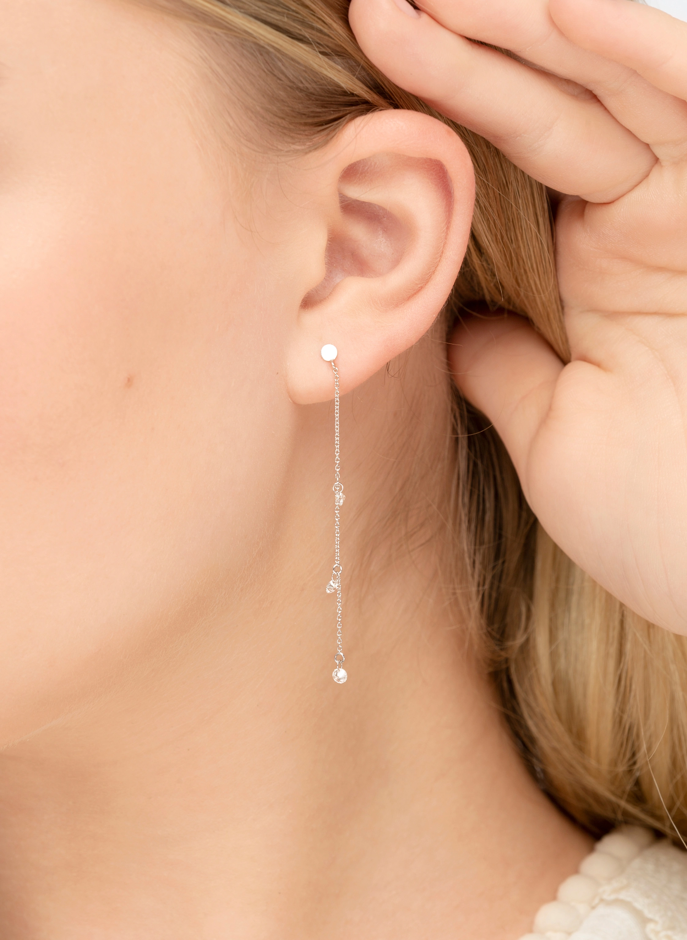 Leaf Ohrringe PURE CHAIN aus 18 Karat Weißgold mit Diamanten