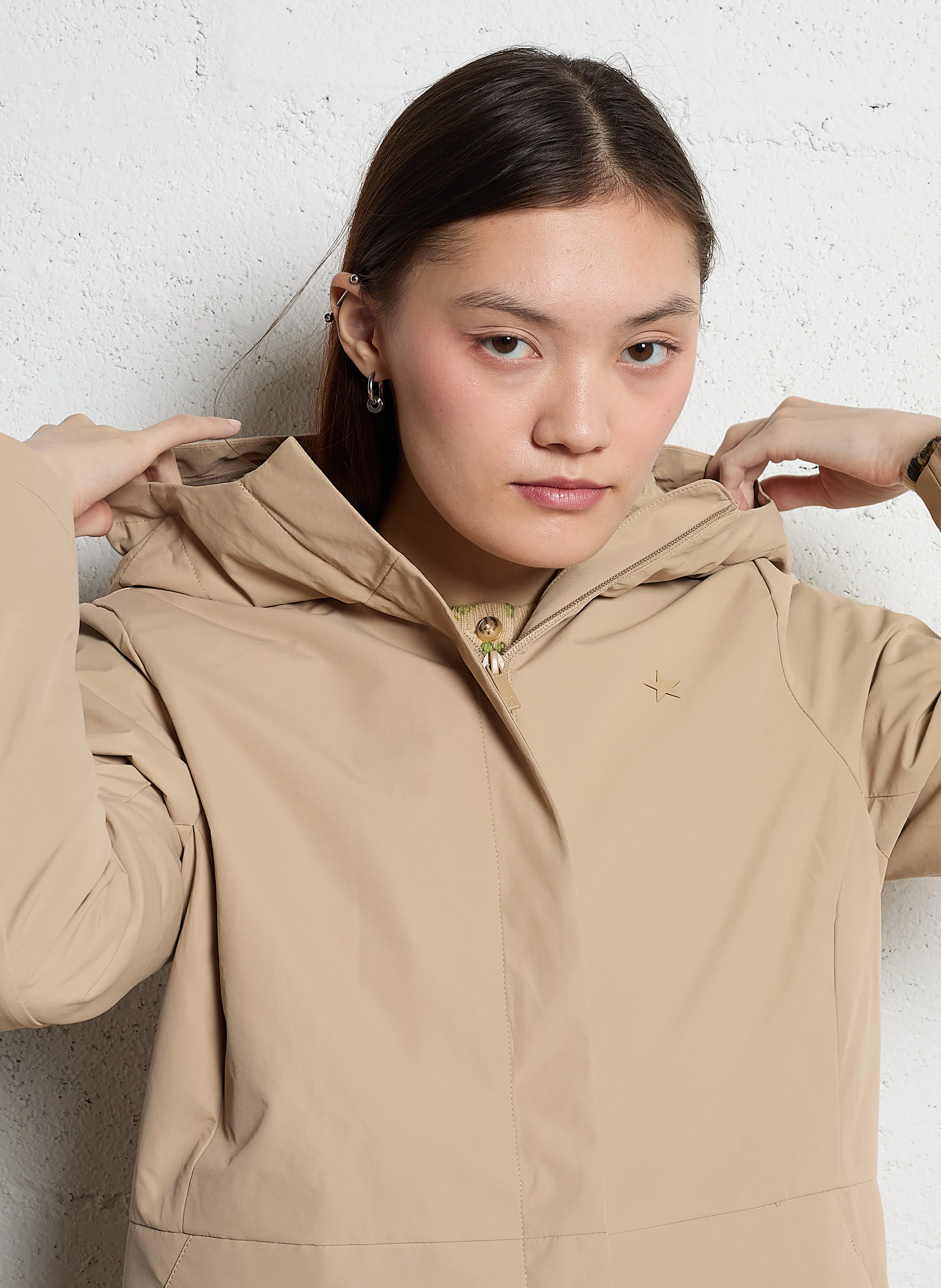 VALENE - Parka déperlante droite | Beige