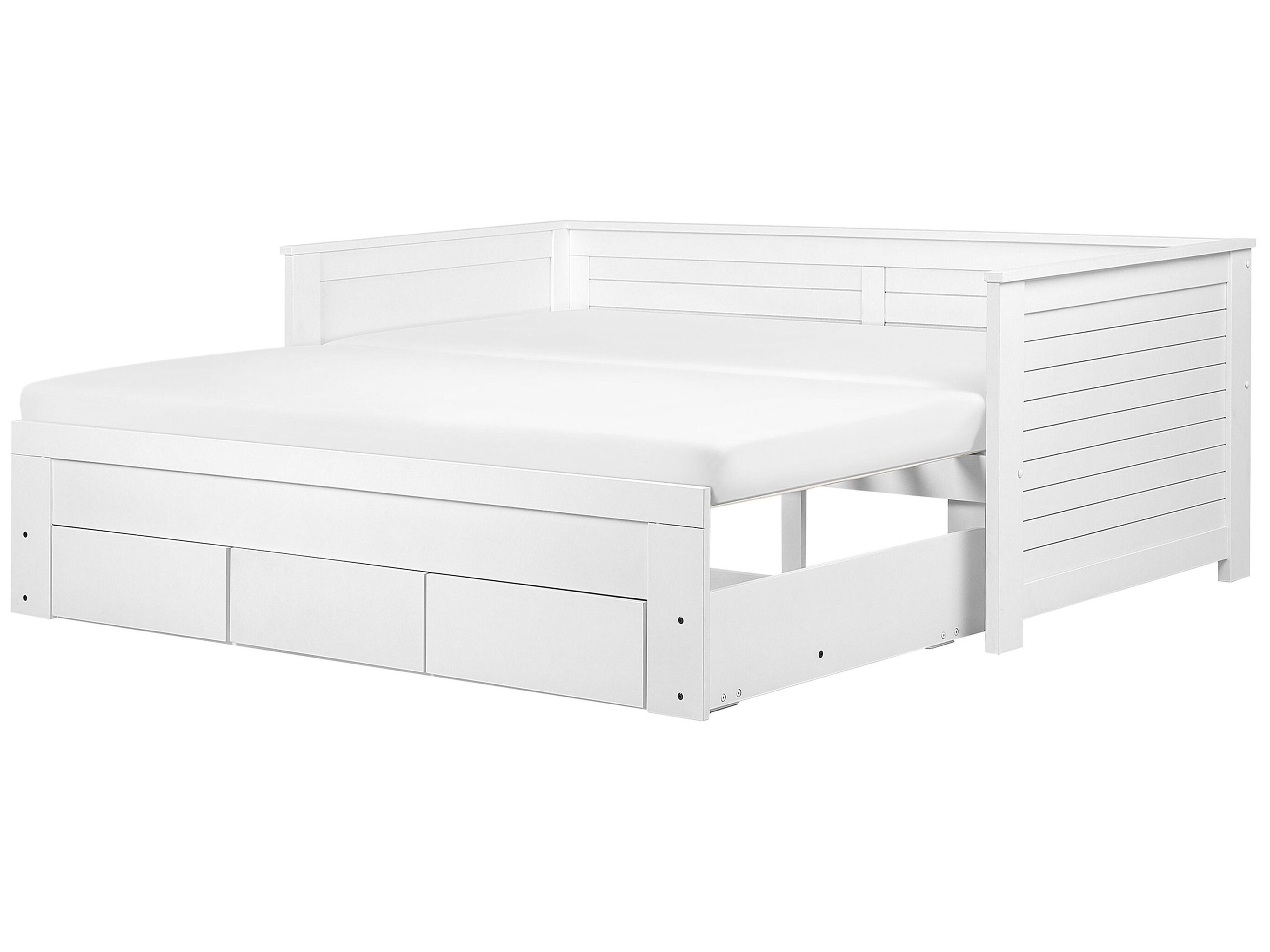 Bed met opbergladen Hout CAHORS 90 x 200 cm Wit