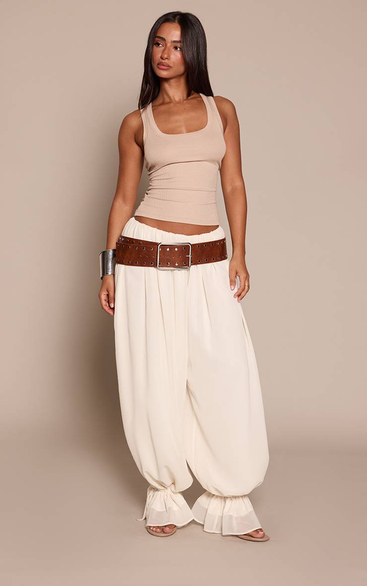 Crème Pantalon Ballon En Mousseline Petite Taille