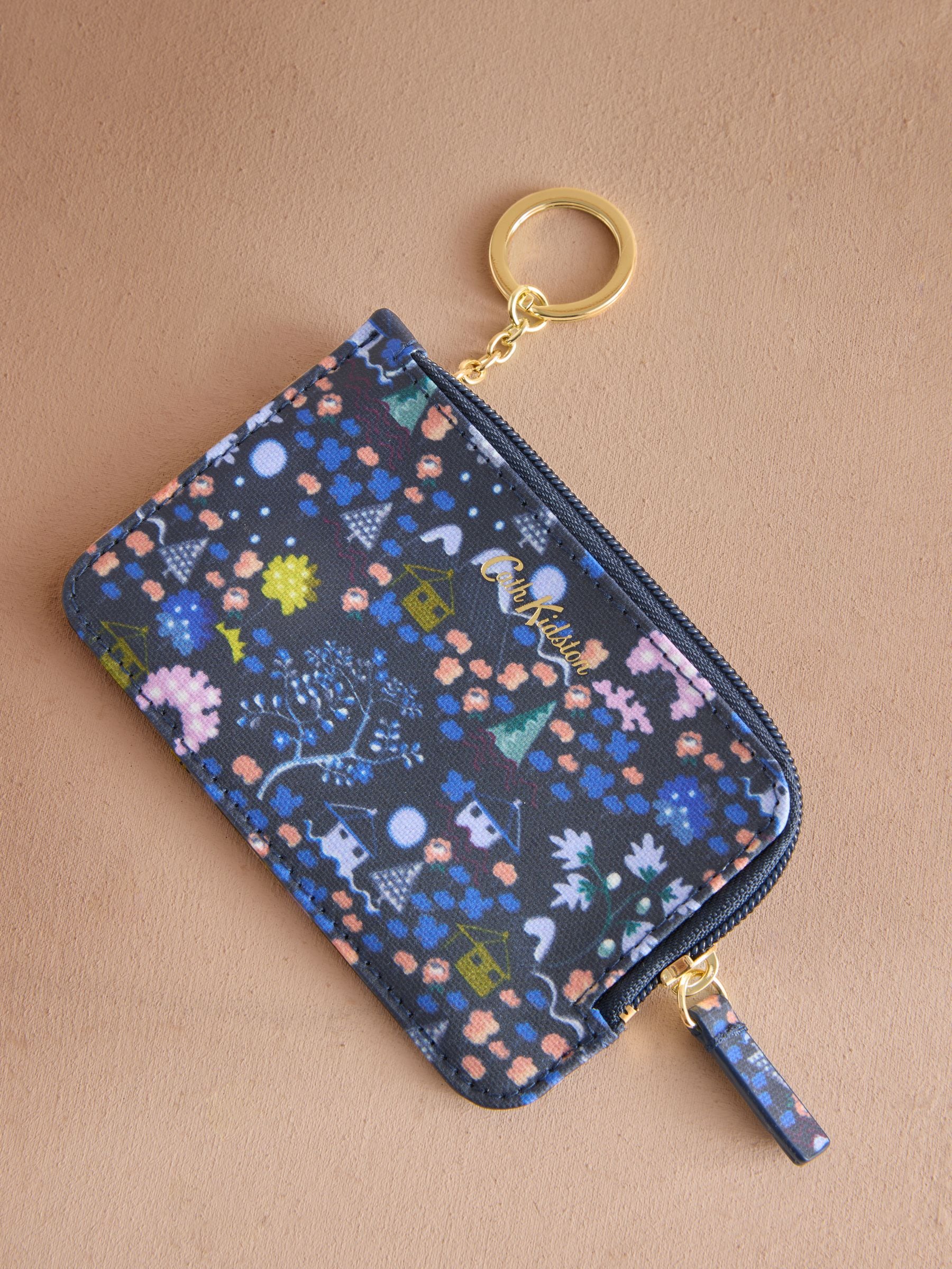 Navy Tiny Town - Cath Kidston portemonnee voor pasjes en muntgeld