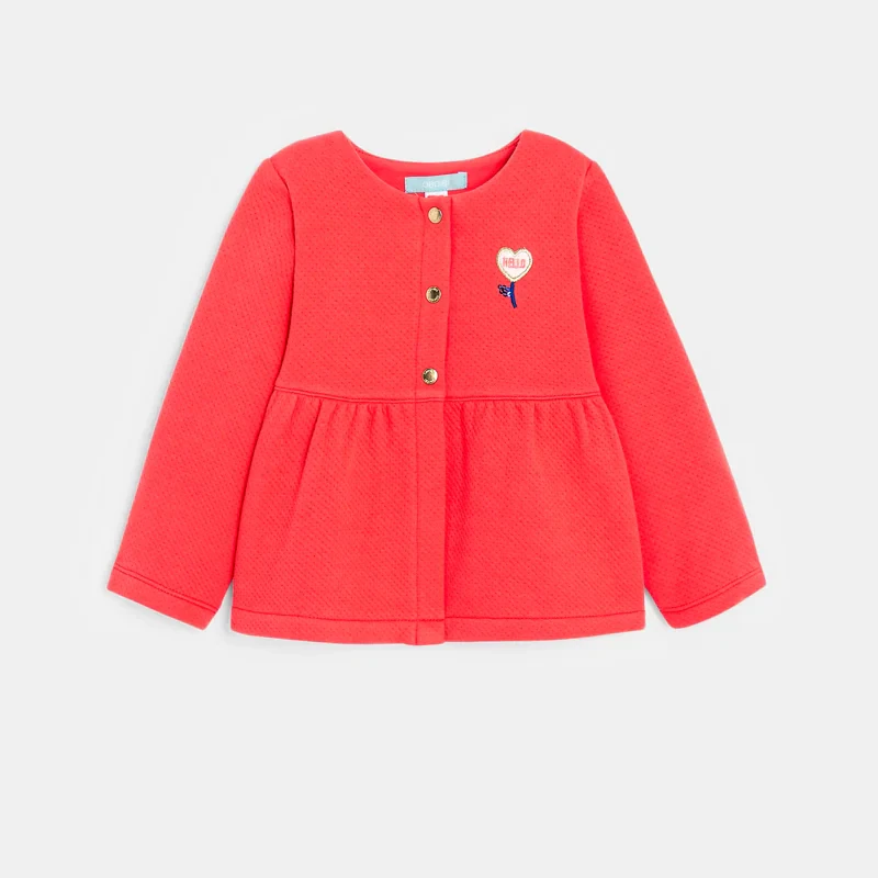 Gilet molleton rose bébé fille Rouge