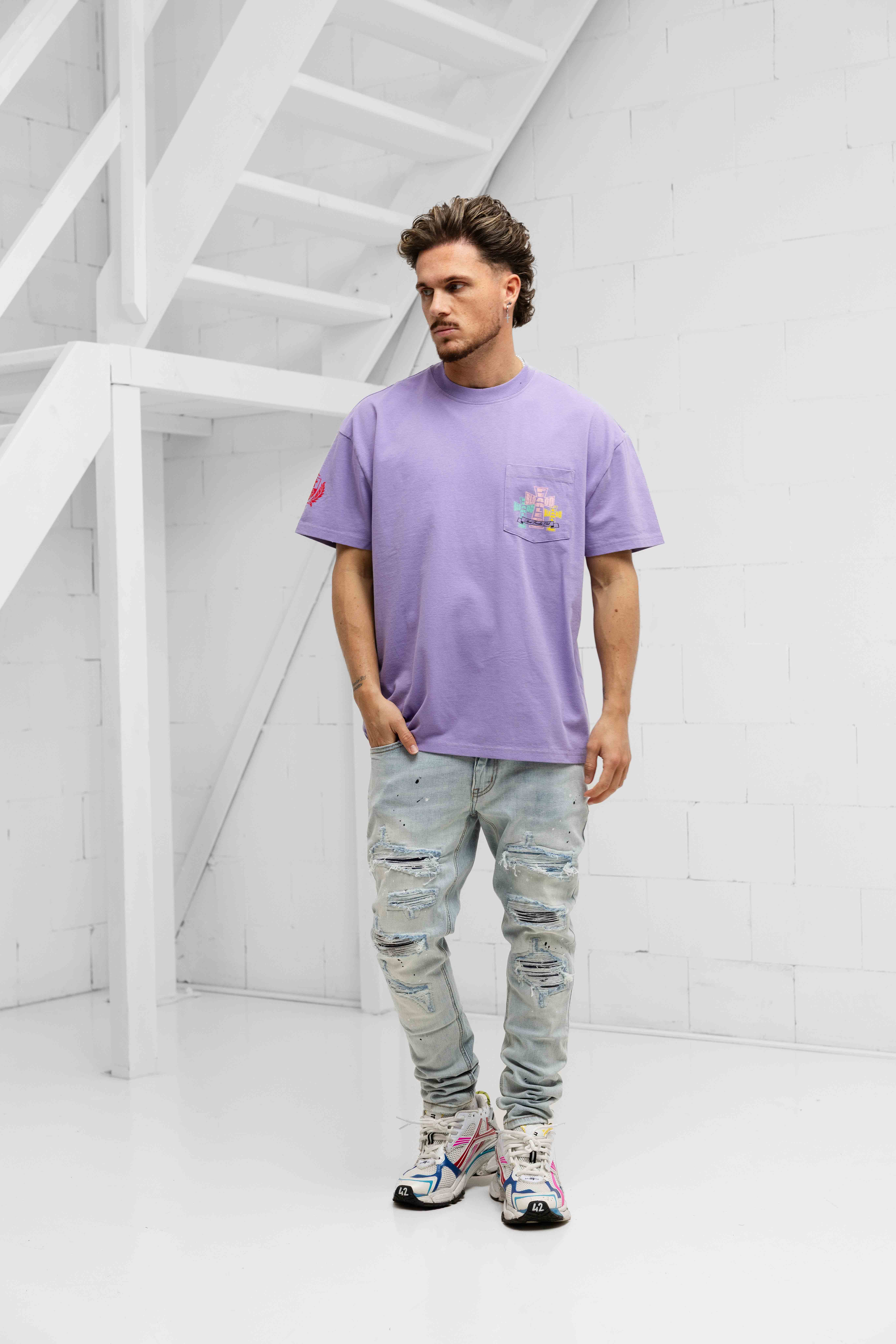 Fearless Blood Cross T-Shirt Heren Paars