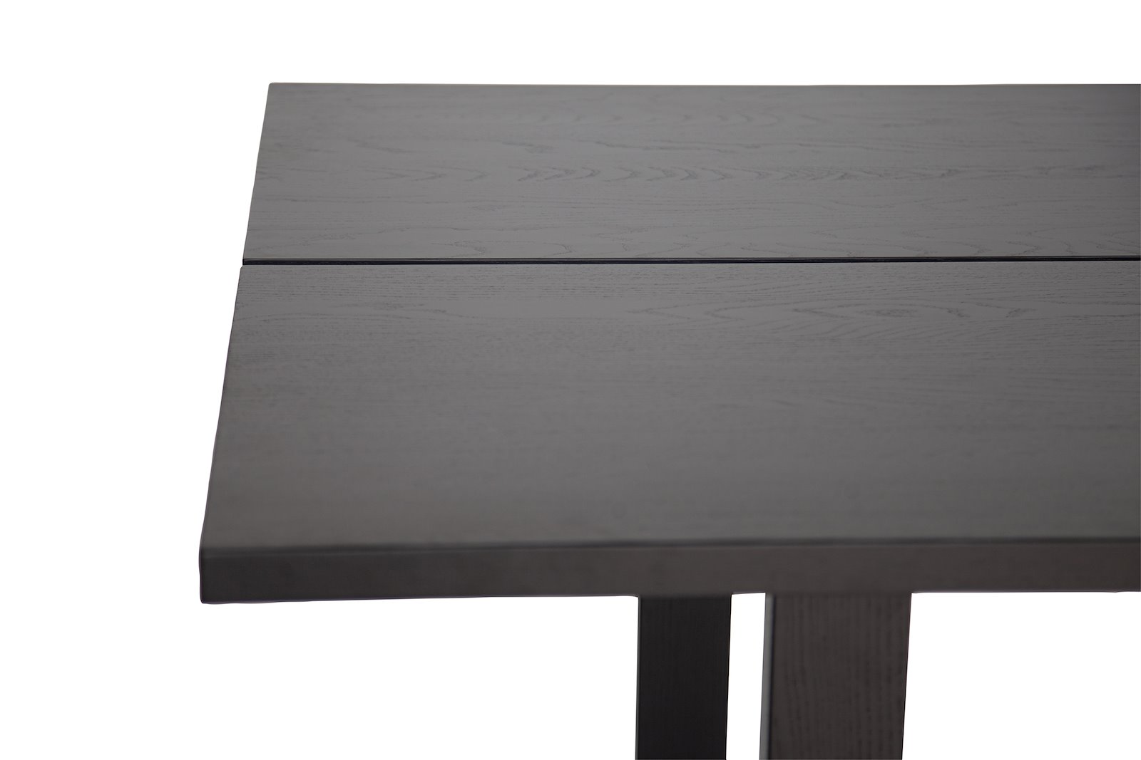 Woodcraft spisebord 100x220 cm. Sortbeiset heltre ask. Split top B, kant nr. 1 og sortbeiset ben nr. 6.