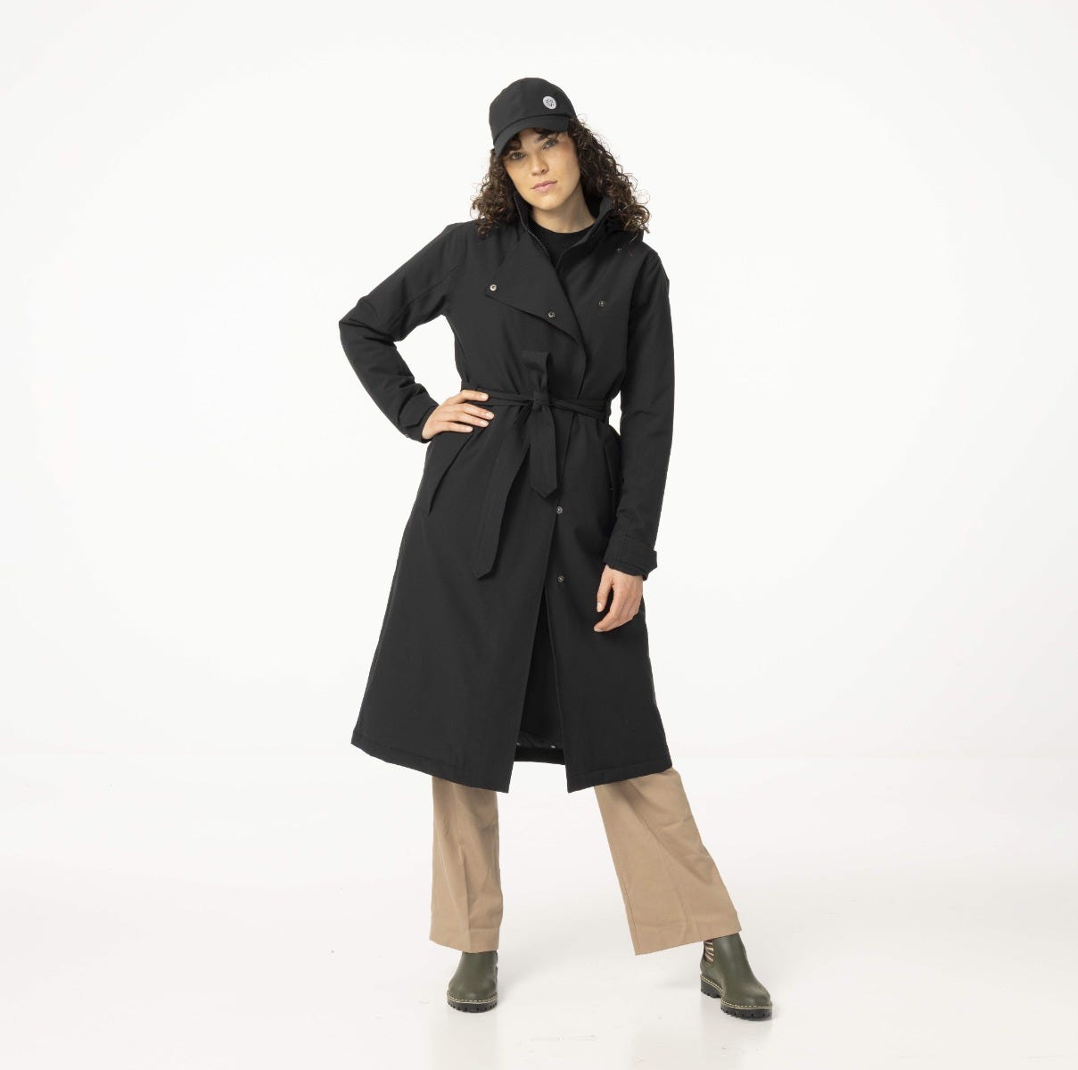 AGU Trench Coat Long dames regenjas - Black