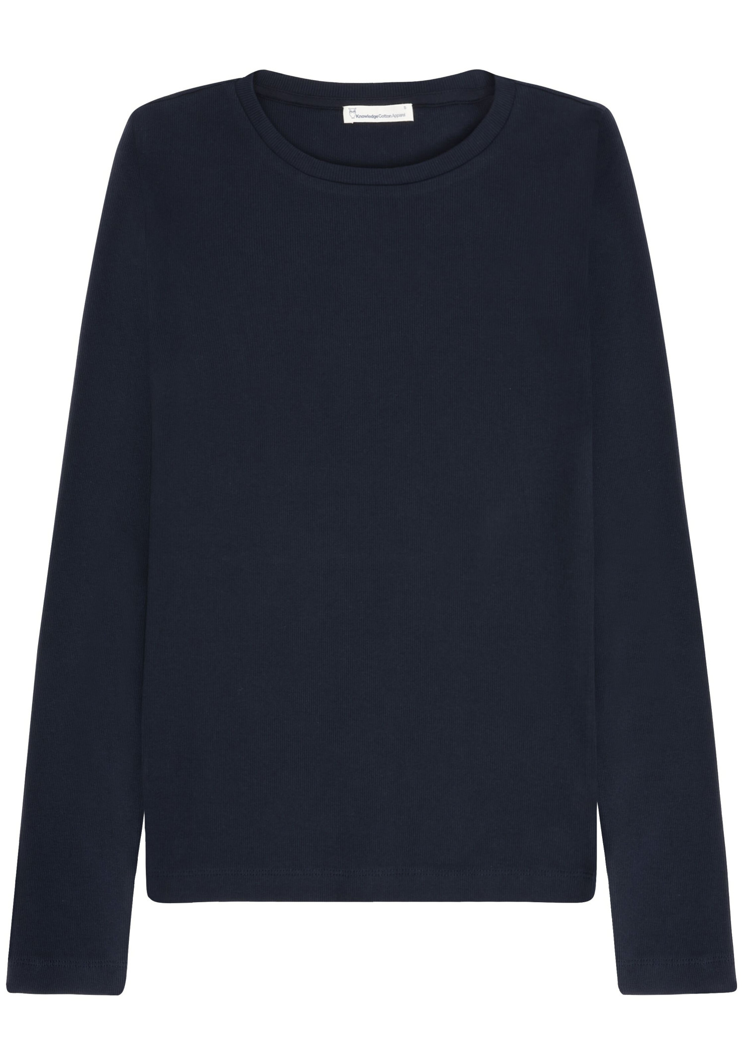 Knowledge Cotton Apparel Rib Longsleeve Scoop Neck Night Sky