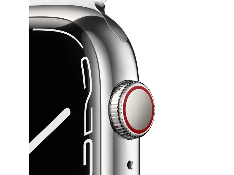 Apple Watch Series 7 (GPS   Cellular) - 45 mm - sølv rustfrit stål - smart ur med milanesisk løkke - rustfrit stål - sølv - håndledsstørrelse: 150-200 mm - 32 GB - Wi-Fi, Bluetooth - 4G - 51.5 g