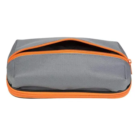 Idena Schlamper-Etui Duo, mit Seitenfach, grau/orange