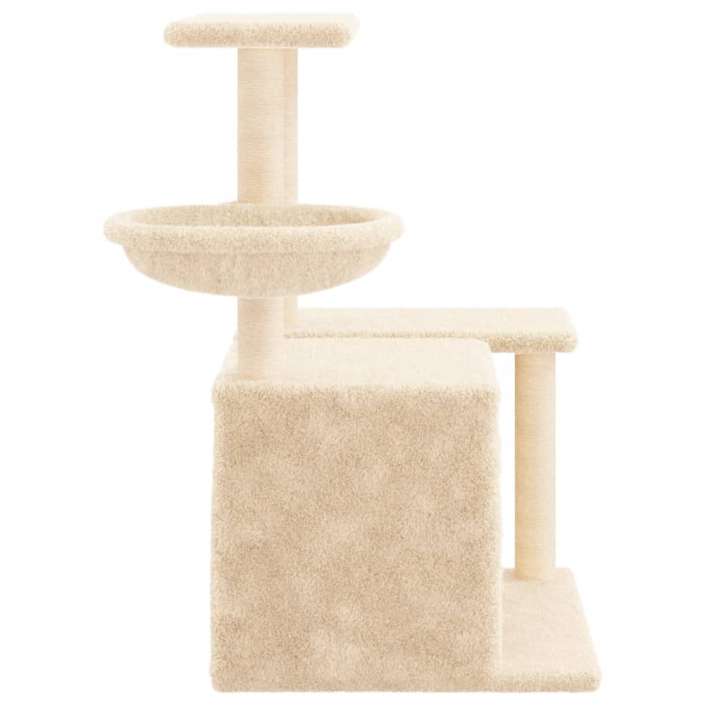 arranhador para gatos vidaXL com postes de sisal, creme, 83 cm