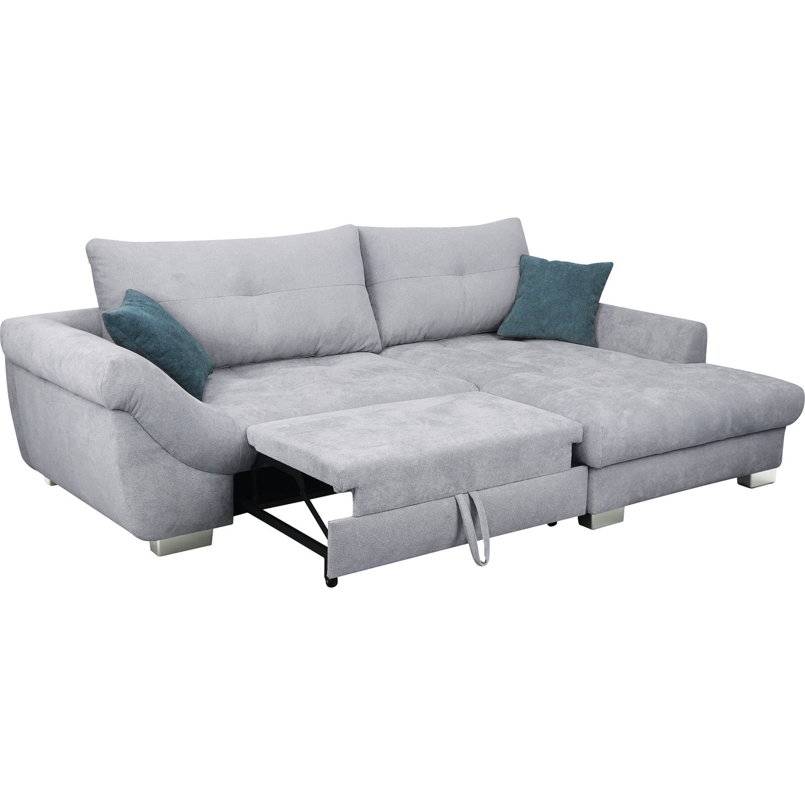 Ecksofa Carmen Stoff grau, Recamière rechts