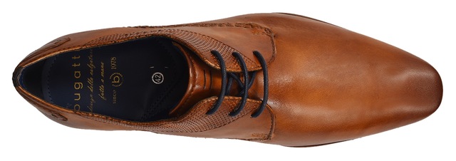 bugatti Schnürschuh  , Blockabsatz, Abendschuh, Businessschuh in eckiger Karreeform