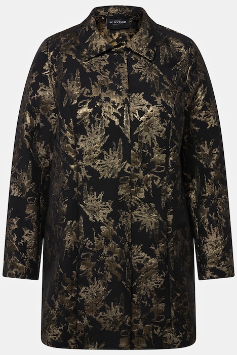 Jacquard-Jacke, Gold-Design, Hemdkragen, Langarm