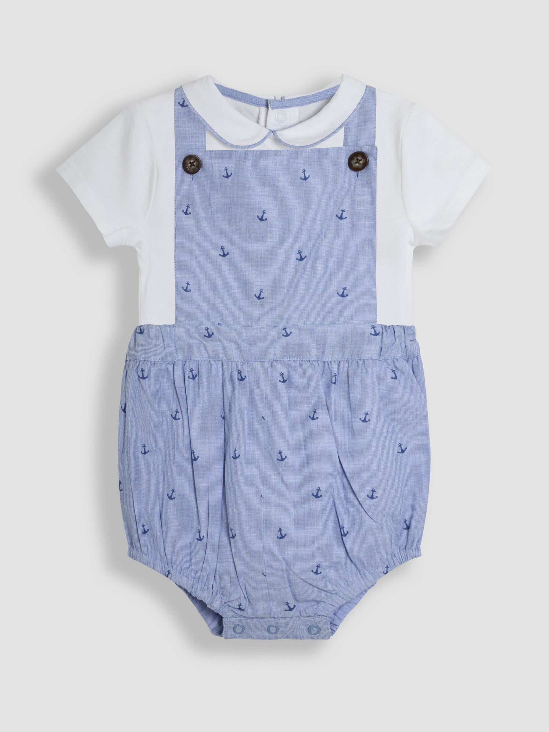 JoJo Maman Bébé 2-Piece Anchor Print Dungarees & Body Set