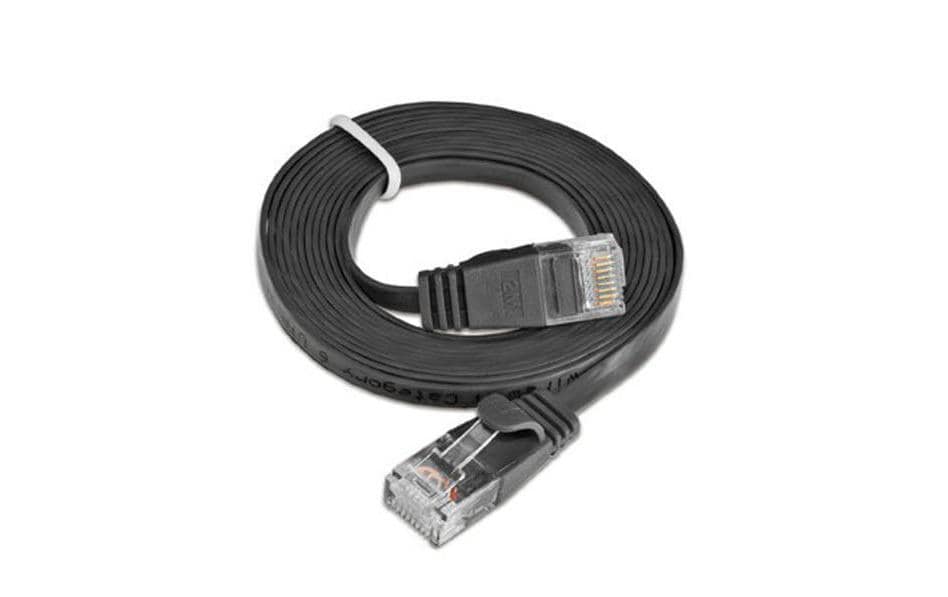 Slimpatchkabel RJ-45 - RJ-45, Cat 6, UTP, 2 m, SchwarzUnscreened/Unshielded Twisted-Pair-Kabel (UTP) mit Klinkenschutz
