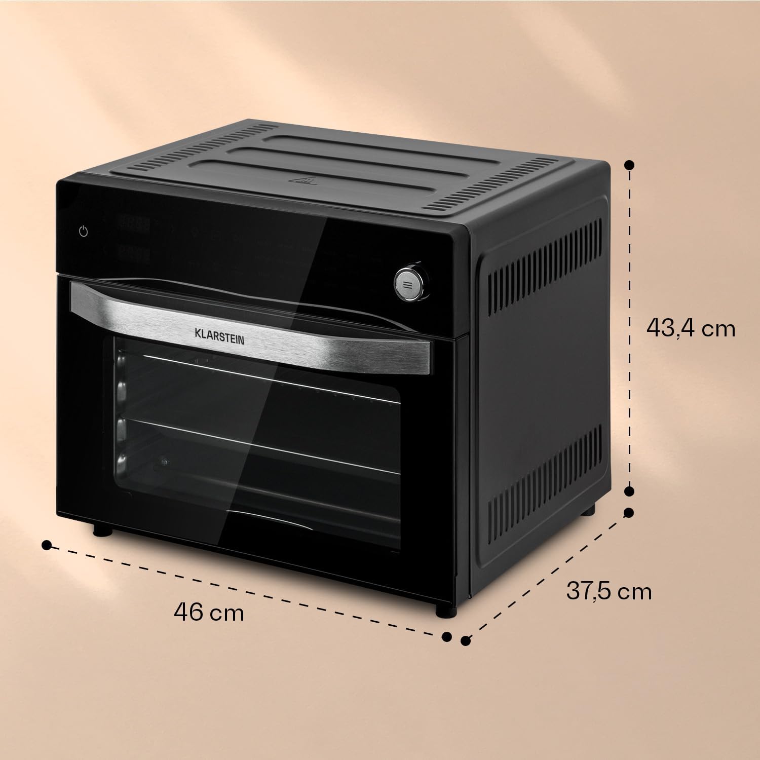 Klarstein Vigor Air Heißluftfritteuse XXL, Airfryer mit 1800 W, Heissluftfriteuse 30 Liter, 18 Programme, Ober- und Unterhitze, schwarz