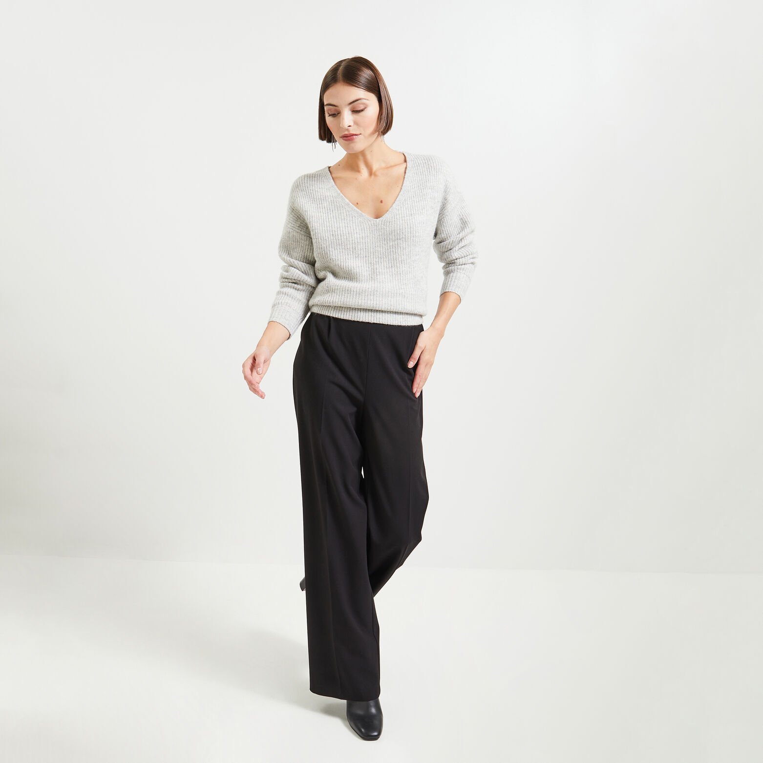 Pull Col V femme