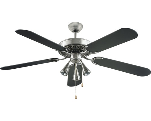 Madeira Agestis 60W plafondventilator - zonder gloeilamp, 48,6 dB(A), Ø 132 cm, nikkel/zwart, uitbreidbaar met afstandsbediening, zomer- en winterstand