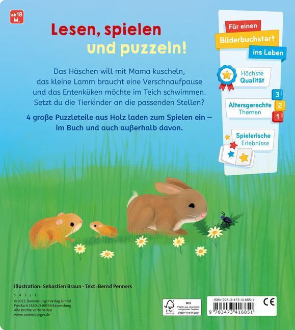 Spiel mit den Tierkindern! Mein buntes Holzpuzzle-Buch