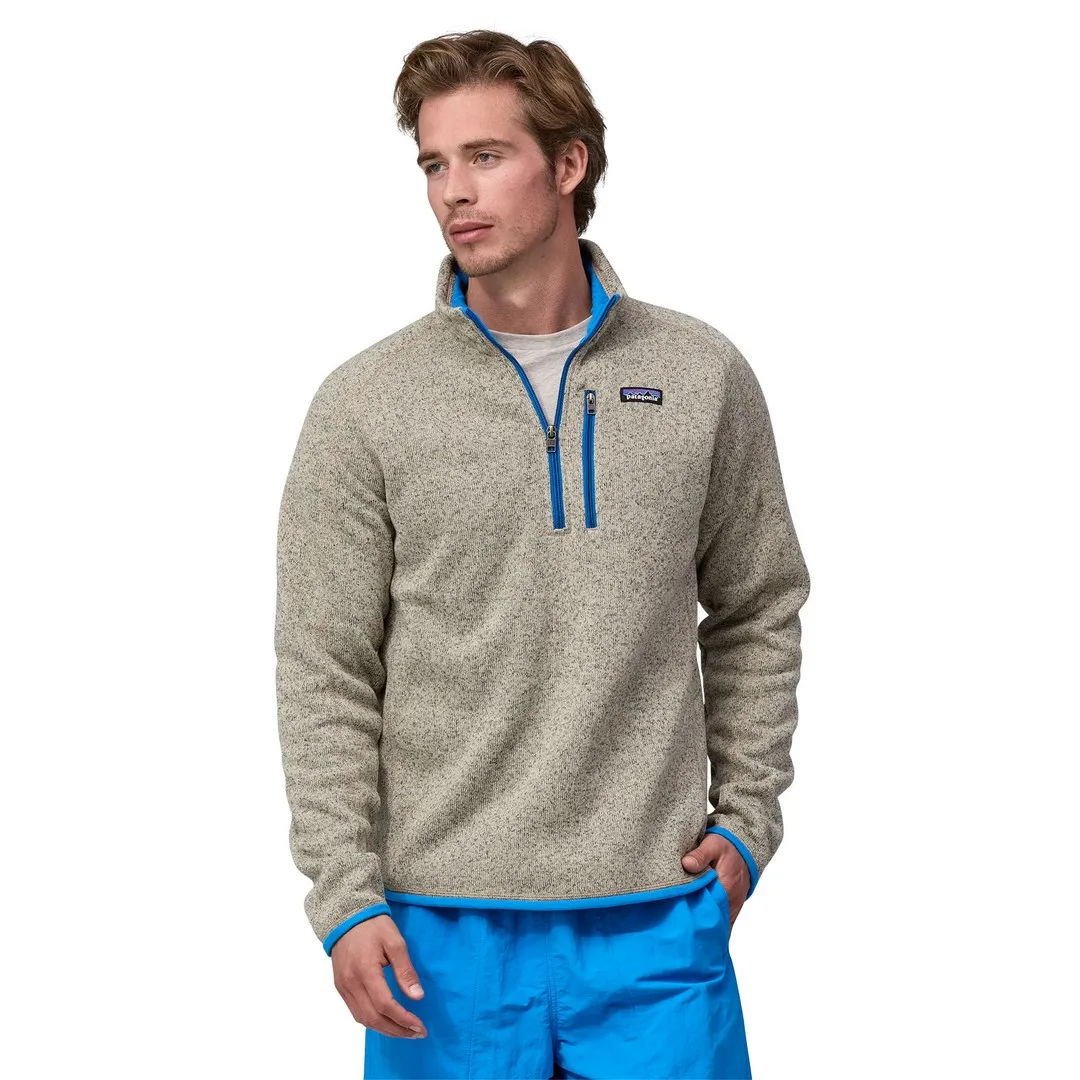 Patagonia M's Better Sweater 1/4 Zip Oar Tan W/vessel Blue