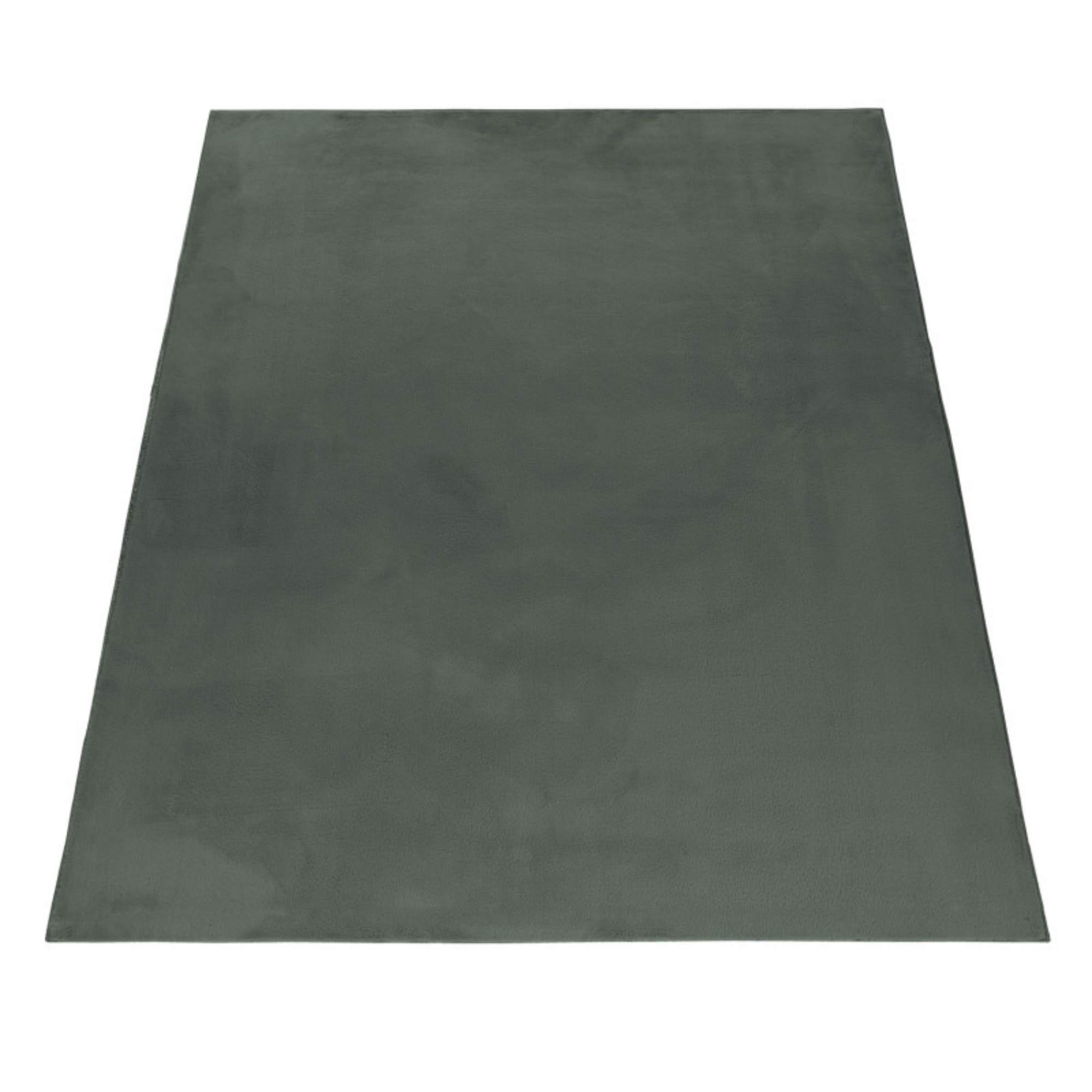 Weicher Hochflor Teppich Wohnzimmer Einfarbig, Felloptik, Flauschig, Rutschfest,