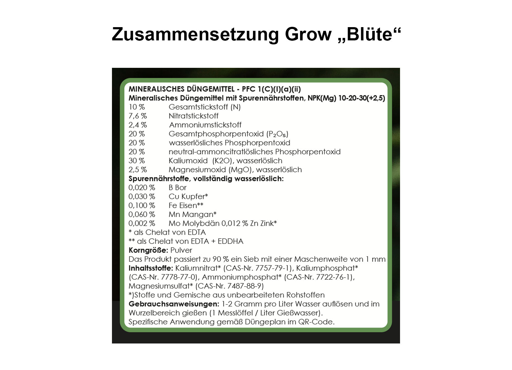 Hanfpflanzen-Dünger Grow Wachstum + Blüte Nährsalz 2x500g