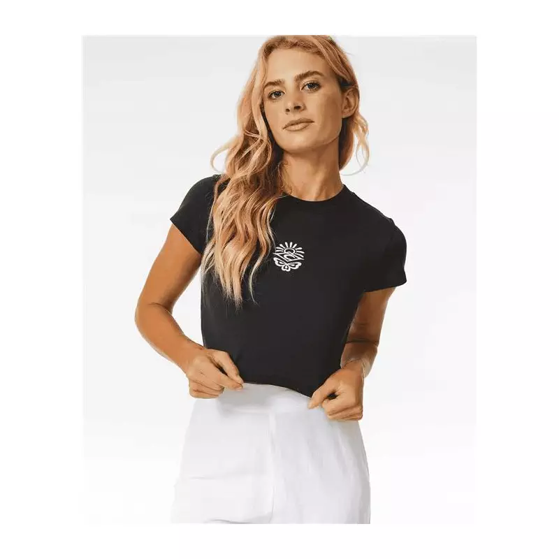 Teeshirt femme RIPCURL Icons Of Surf Baby Tee Washed Black XL