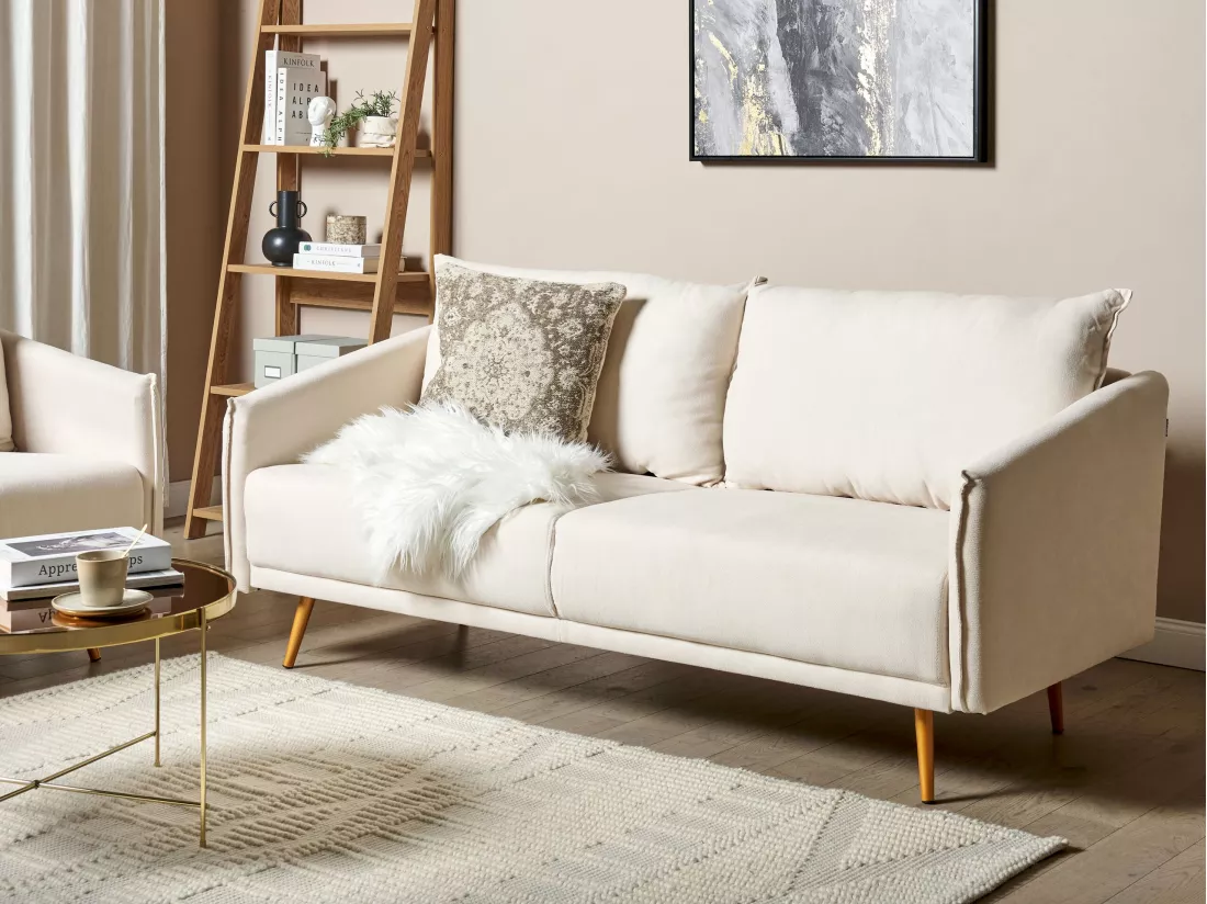Canapé 3 places en tissu beige MAURA