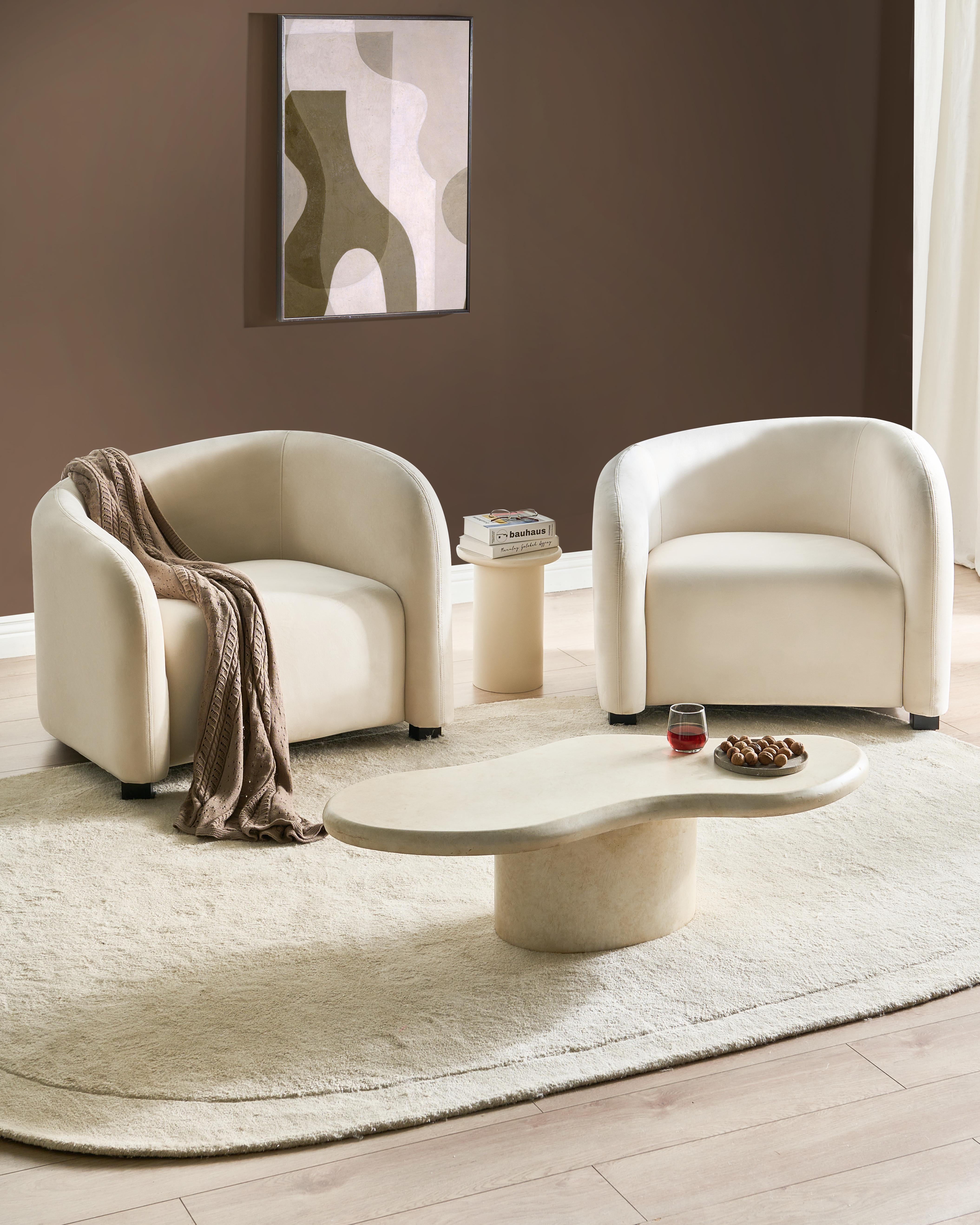 Set van 2 fauteuils VELTADA Fluweel Gebroken wit