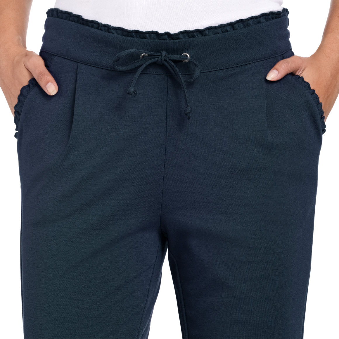 Gina Damen Jogpants mit Rüschen dunkelblau
